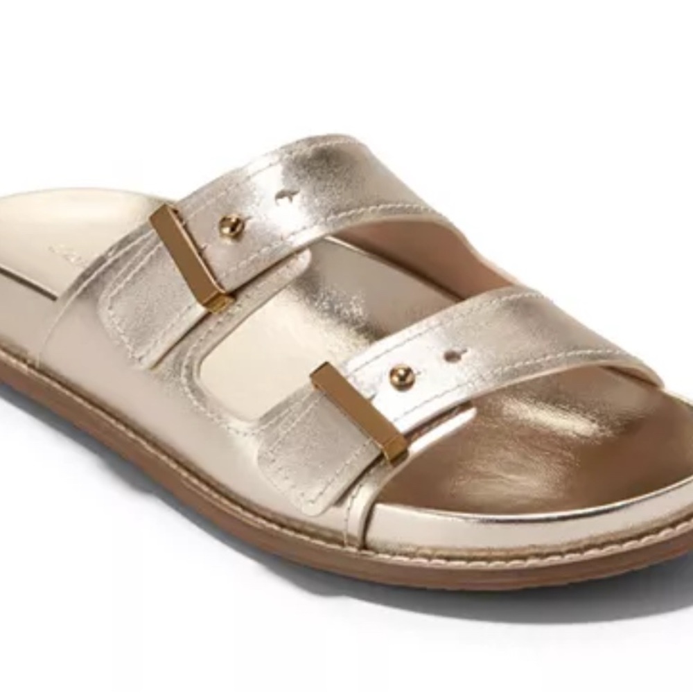 Cole Haan Metallic Gold Slide Sandals